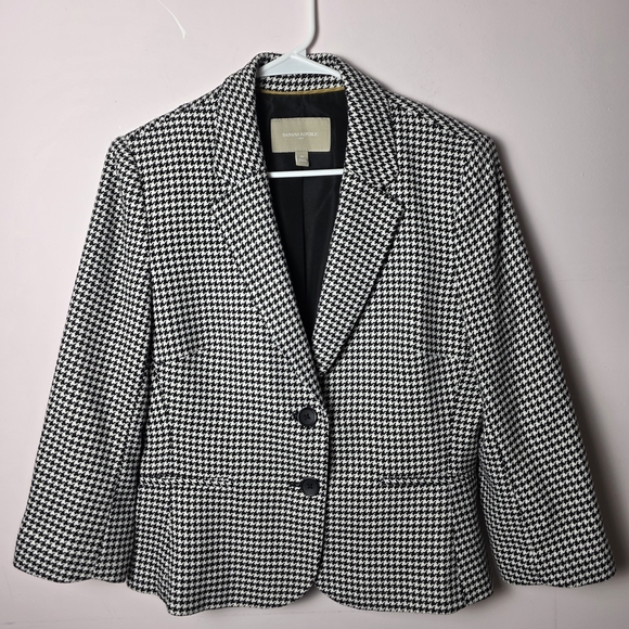 Banana Republic Jackets & Blazers - Banana Republic Houndstooth Blazer Dopamine Tailored Jacket Classic Preppy 10